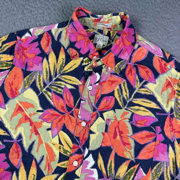 J Crew Shirt Mens S Multicolor 100% Linen Floral Hawaiian Button Short Sleeve - Picture 1 of 8